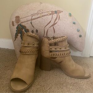 Sugar Toeless Ankle Boots w/ Back Zipper